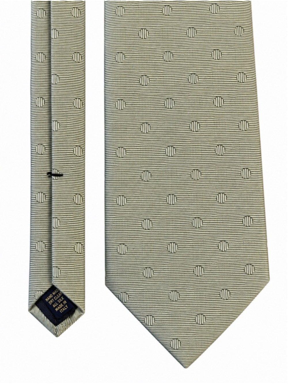 Brooks Brothers Makers Silk Tie Green Dot Stripe USA Handmade Classic Necktie‎